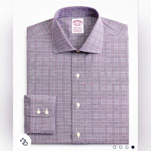 Brooks Brothers Purple and White Relaxed Fit Glen Plaid Dress Shirt (Neck 17)